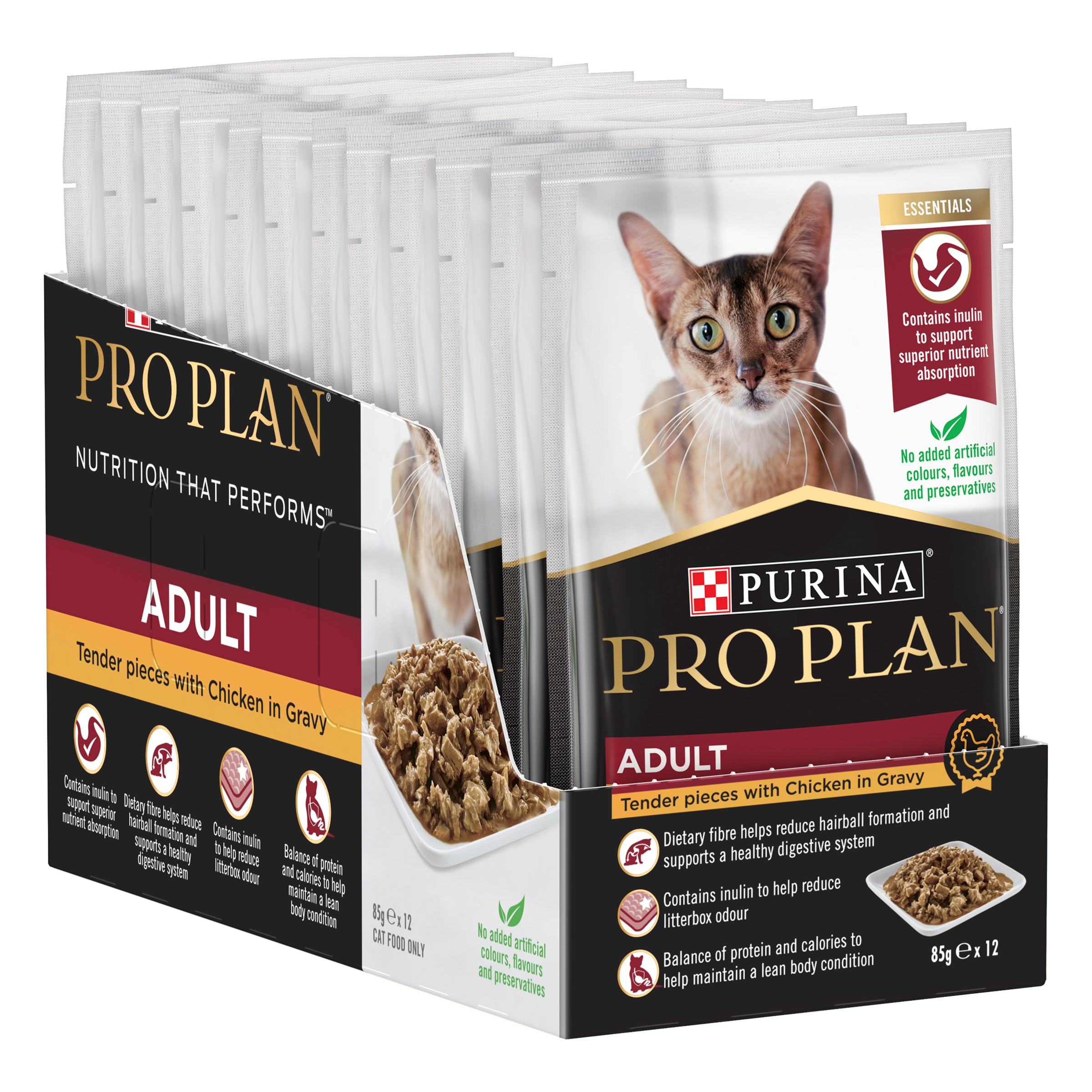 Purina Pro Plan Adult Cat Wet Food Chicken in Gravy 85g Pouches